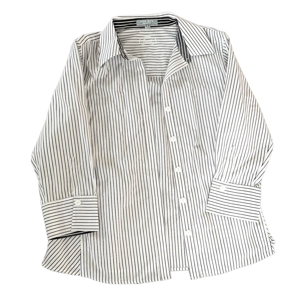 Foxcroft NYC Non-Iron Pinstriped Shirt - Picture 2 of 4